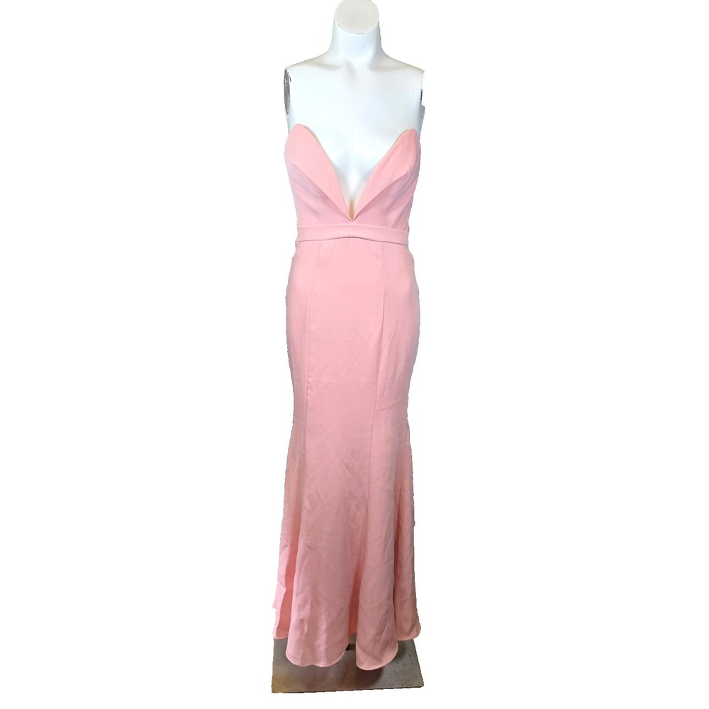 Jarlo London Ballet Pink Strapless Plunge Mermaid Gown Petite 6P Formal Event‎